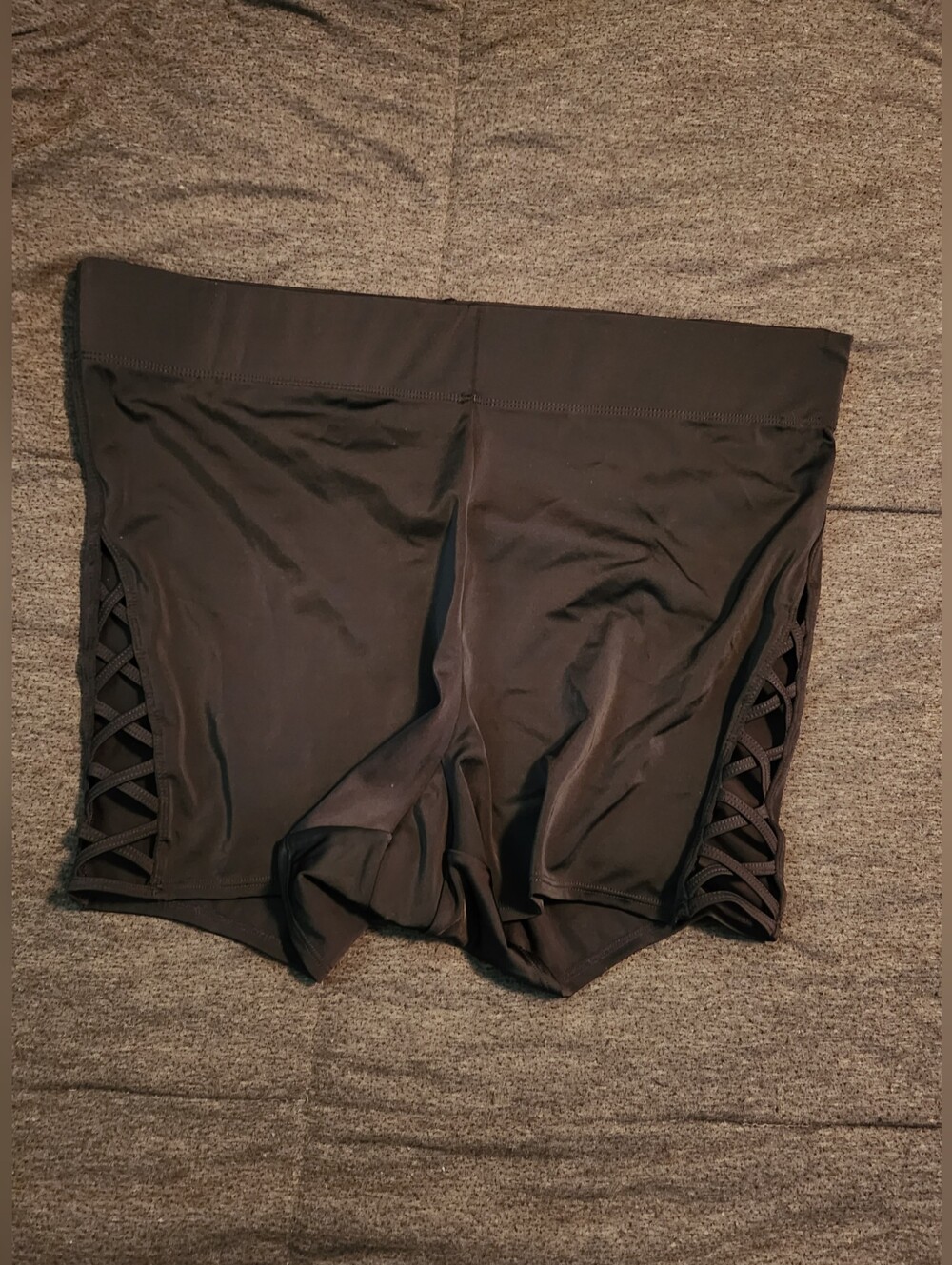 Torrid Black Bike Swim Shorts with Lattice Side Panels Size 0